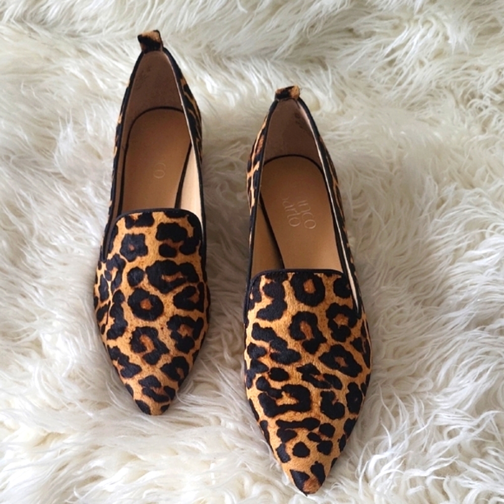 Franco Sarto Brown and Black Flats Sleek Leopard Print